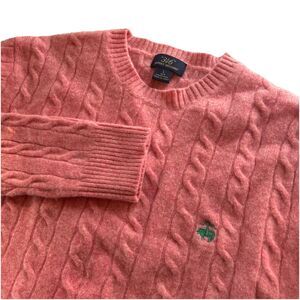 Brooks Brothers 346 Women’s L Pink Wool Cable Knit Fisherman Pullover Sweater